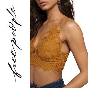 Free People, Adella, FP One, Lace Bralette, Gold, Yellow